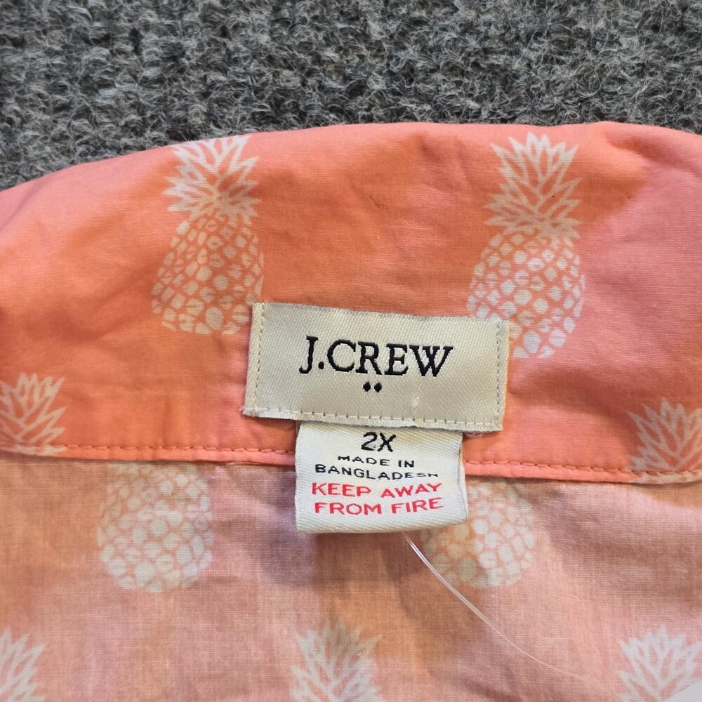 J Crew Pajamas Women Size 2X Orange Pineapples Button Up Short Set Lounge Preppy - Picture 3 of 13